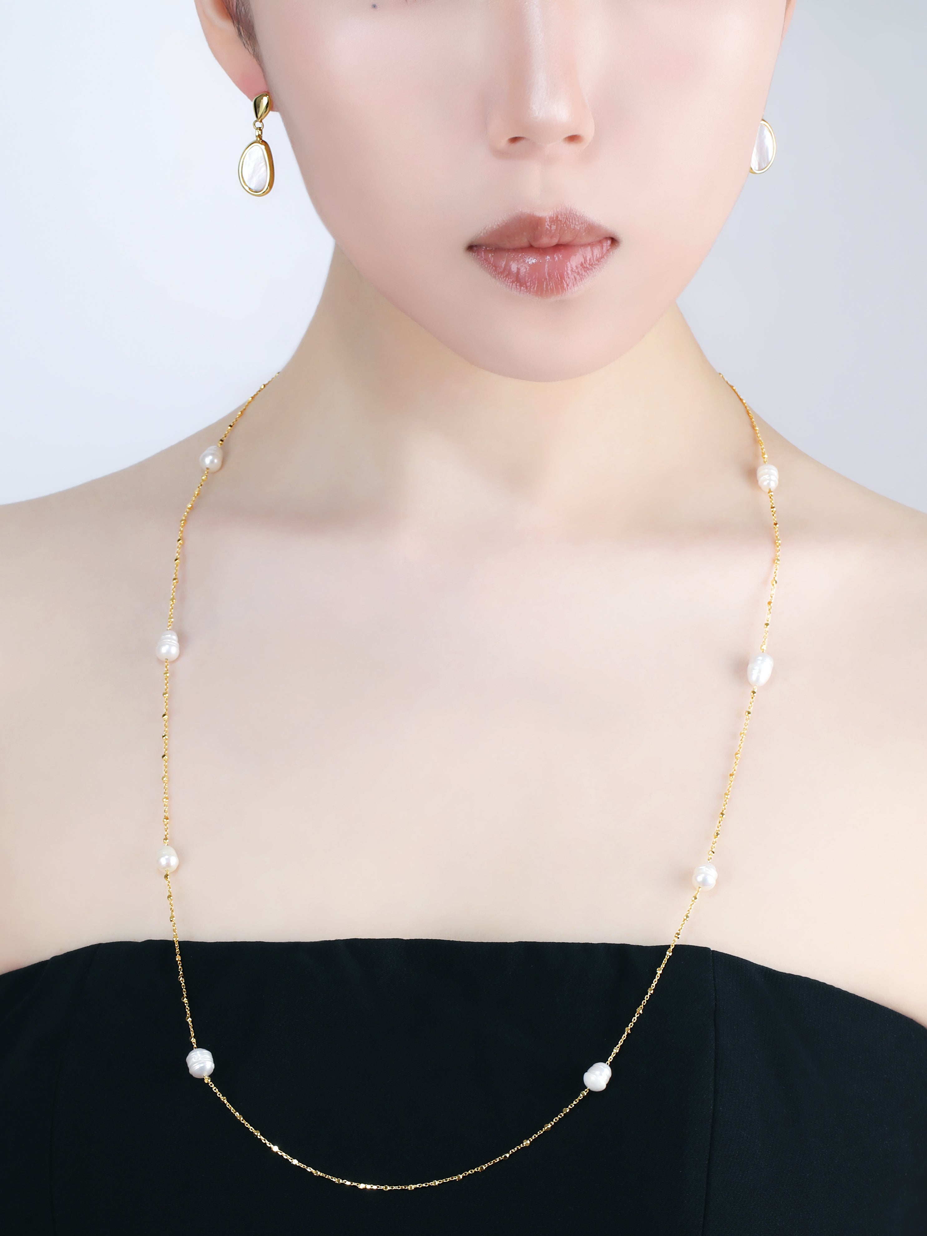 Wabi-Sabi Mother of Pearl “Yūgao” Drop Earrings