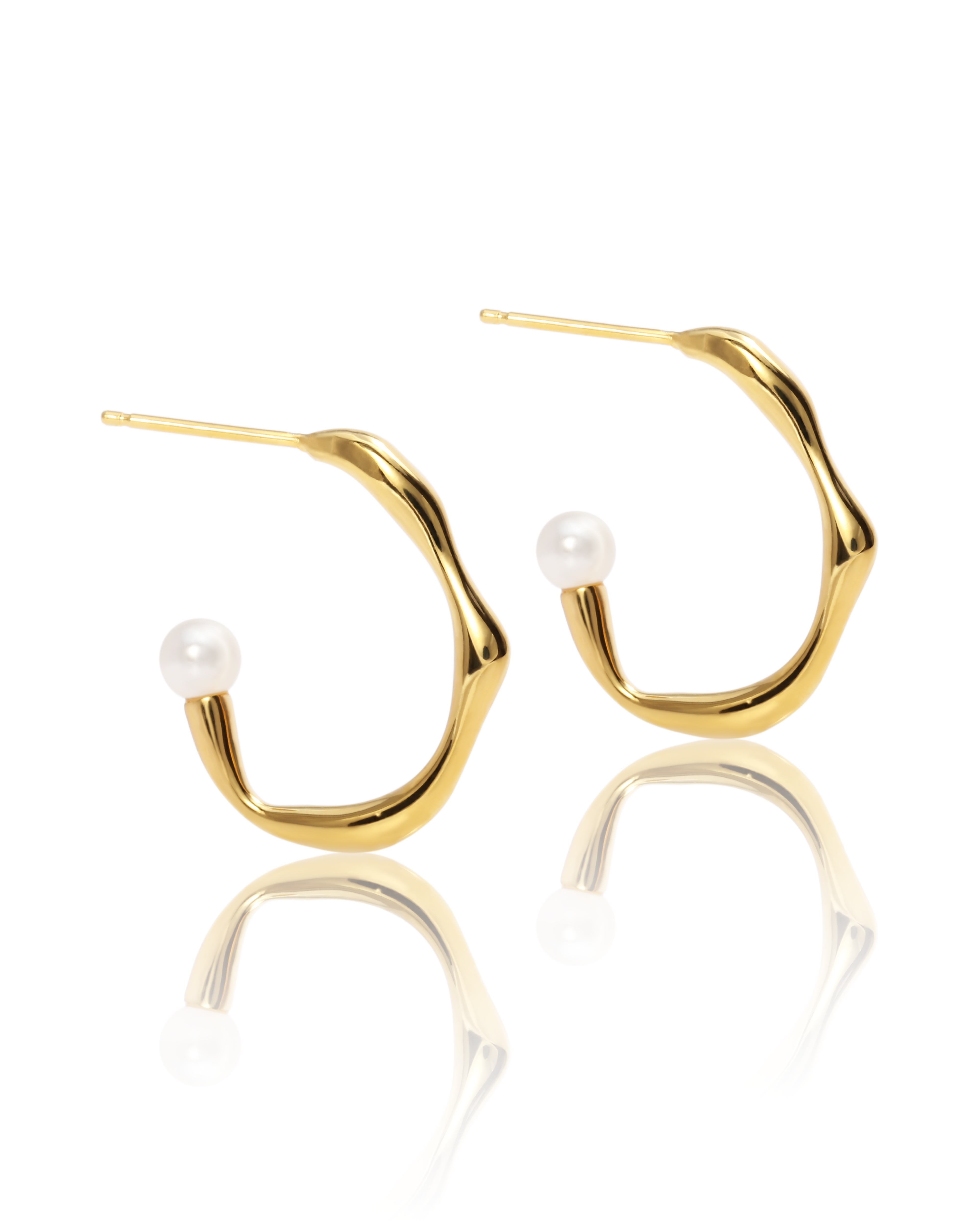 Wabi-Sabi Pearl Detail Garyō "Tensei" Hoop Earrings
