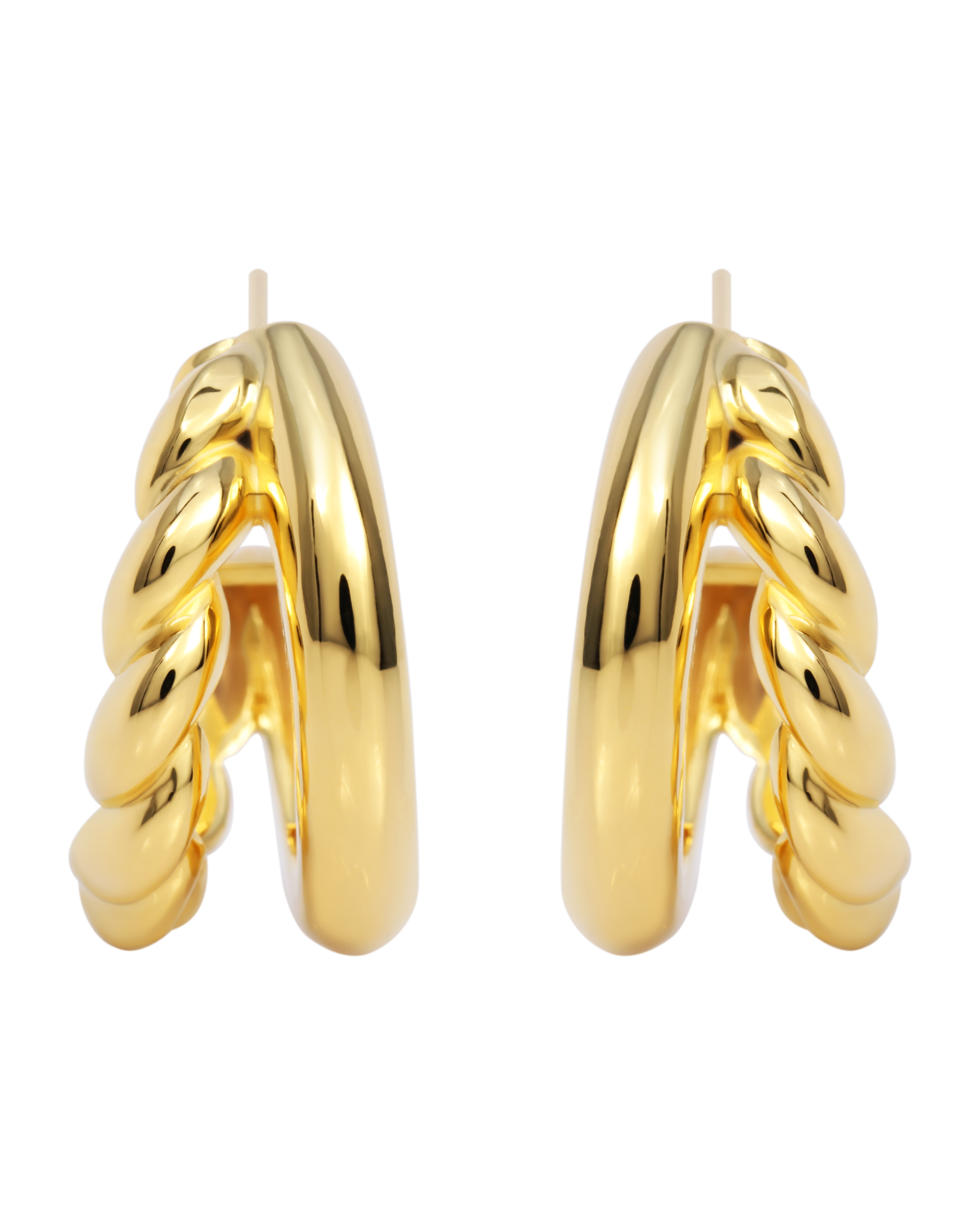 “Ito” Twisted Knot-Shaped Double Hoop Earrings