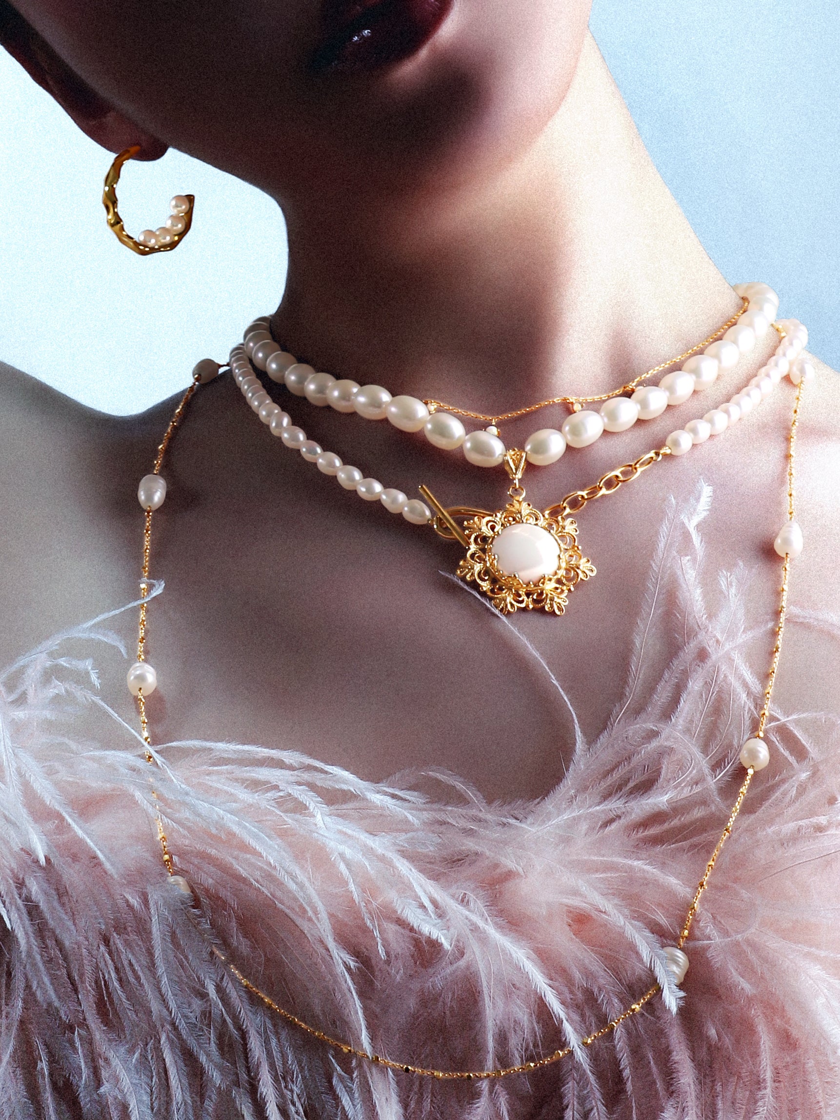 Pearl no Morning Dew “Tsuyu” Hoop Earrings