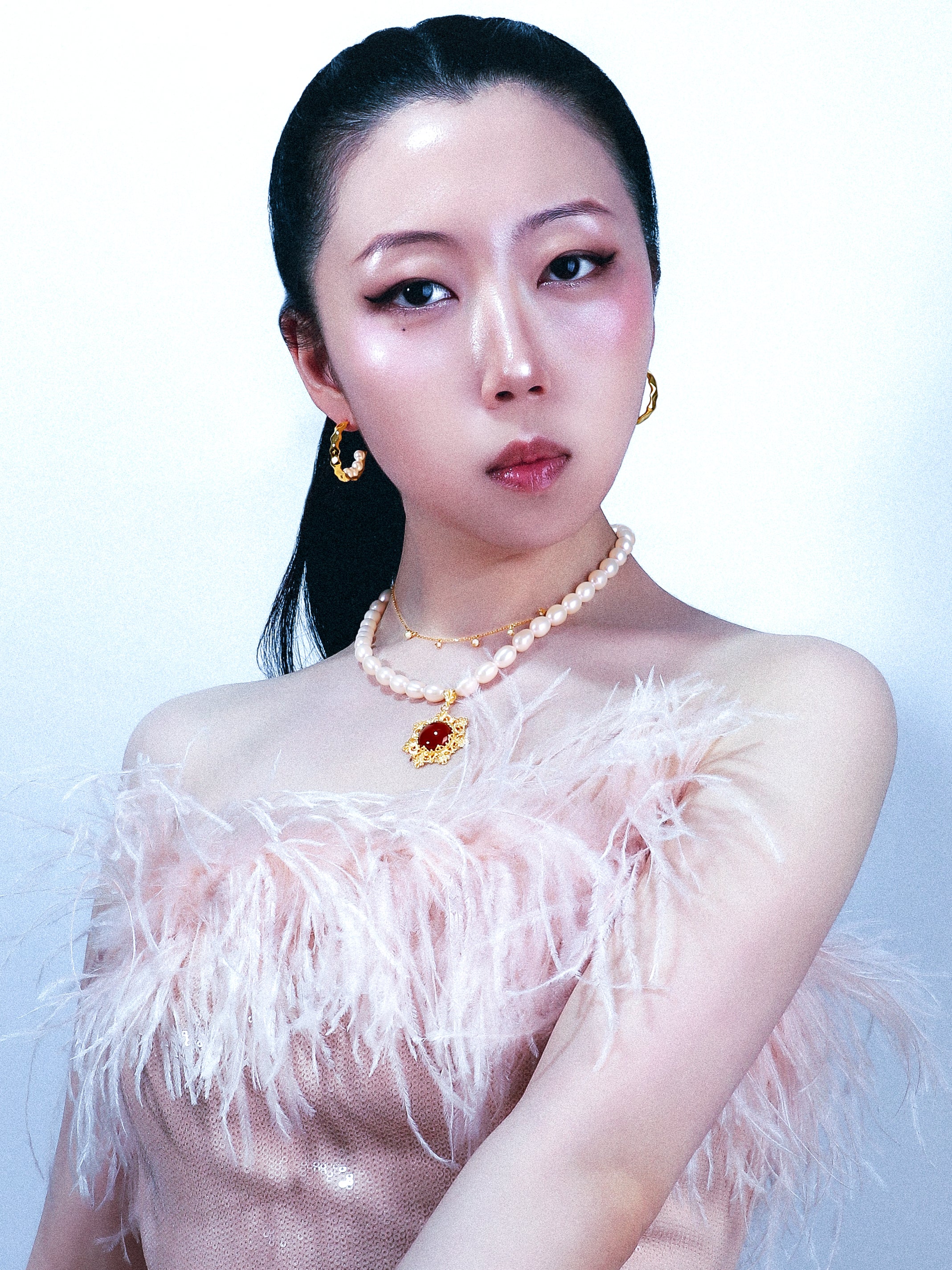 Pearl no Morning Dew “Tsuyu” Hoop Earrings